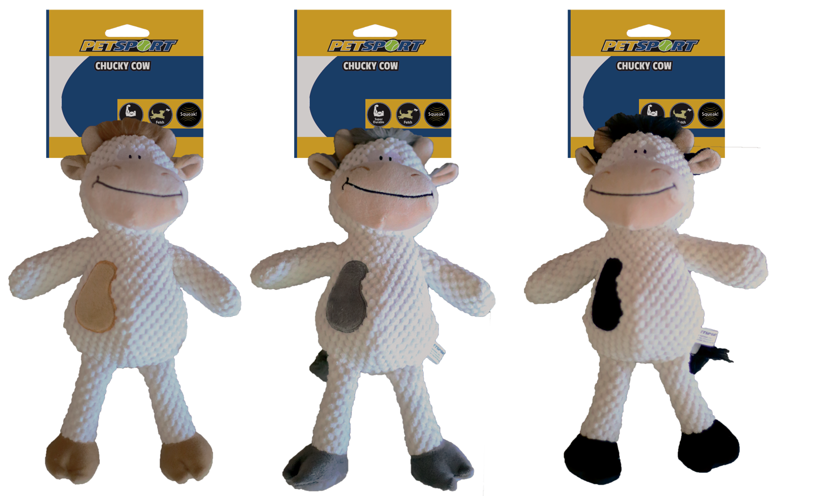 Chucky whistling cow brown plush dog toy