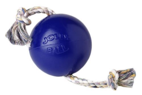 Scented dark blue dog ball with rope