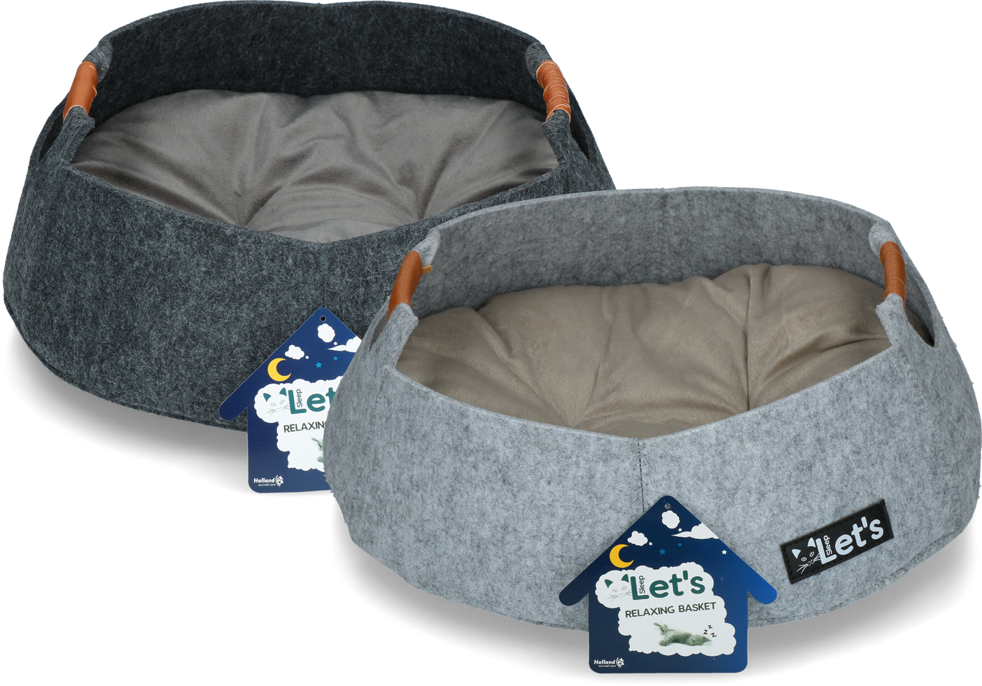 Resting basket cat, grey cat bed