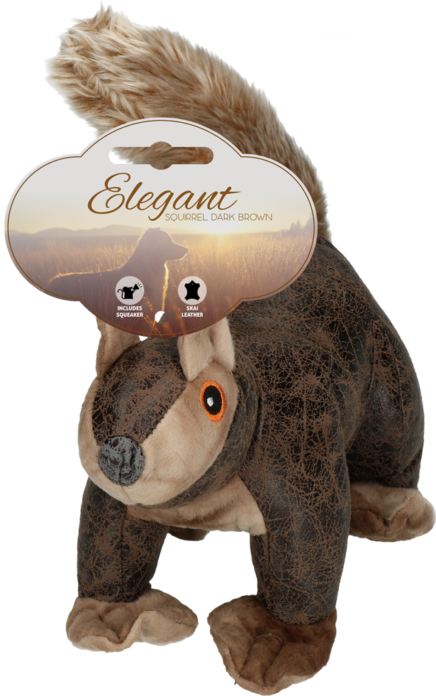 Squirrel soft material dark brown dog toy