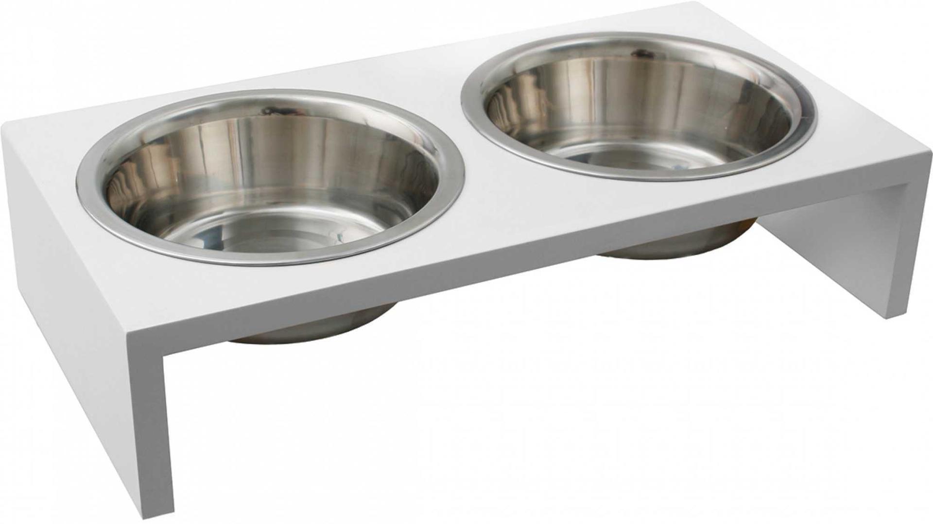 Raised double feeding bowl for dog and cat