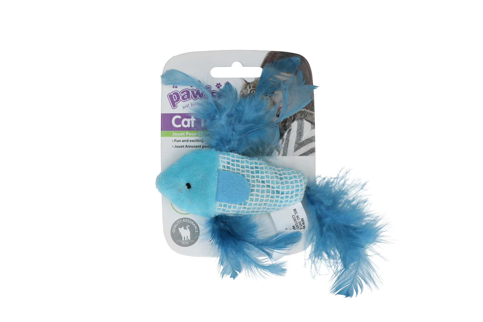 Fish with feather cat toy stuffed with catnip