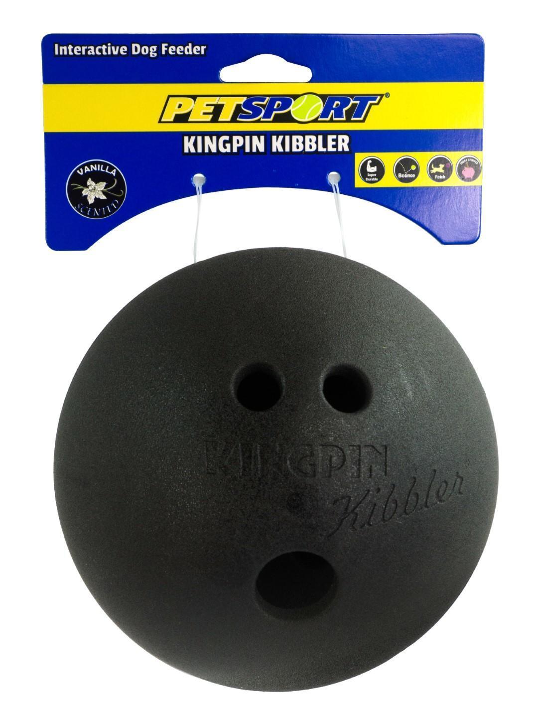 Kingpin Kibbler ball with reward wall black 15cm dog toy