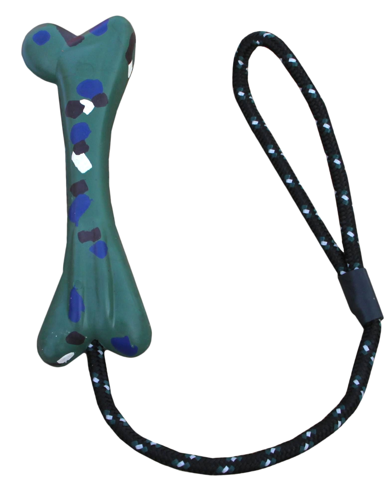 bone toy with reflective rope 17cm dog toy