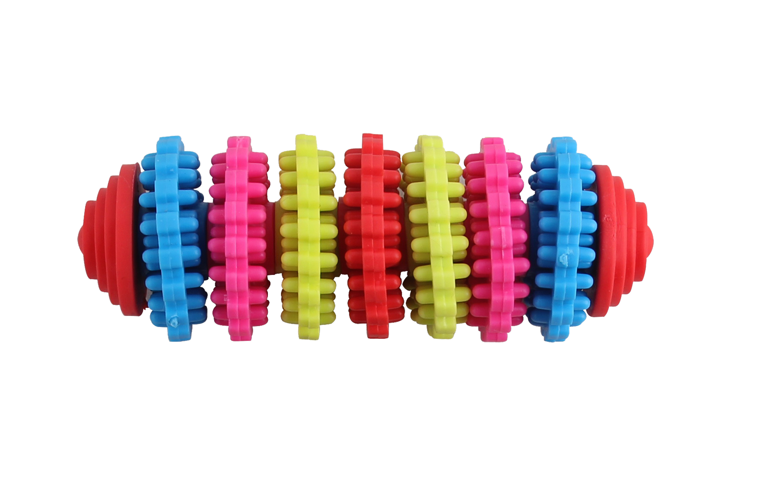Rainbow coloured toy L dog toy