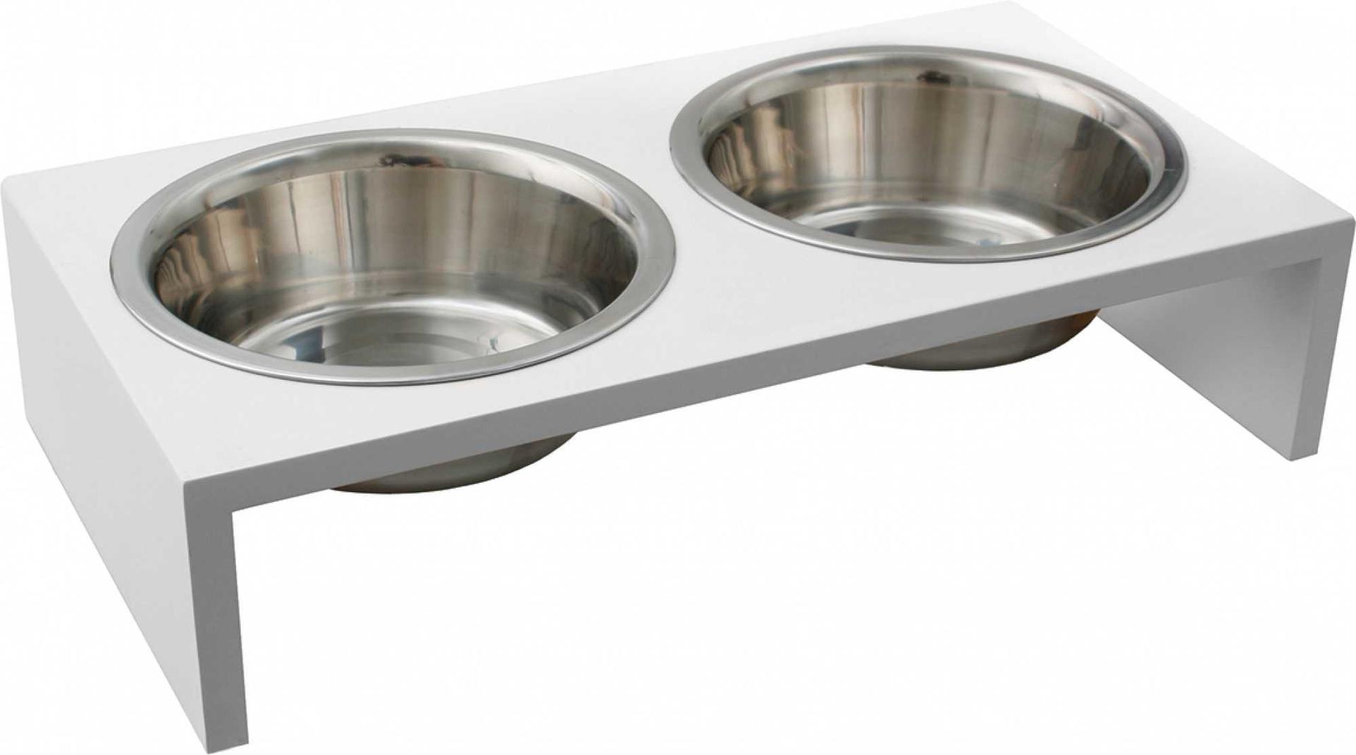 Raised double feeding bowl for dog and cat