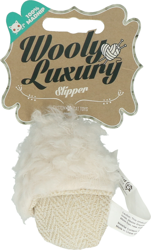 Wool luxury slippers white cat toy