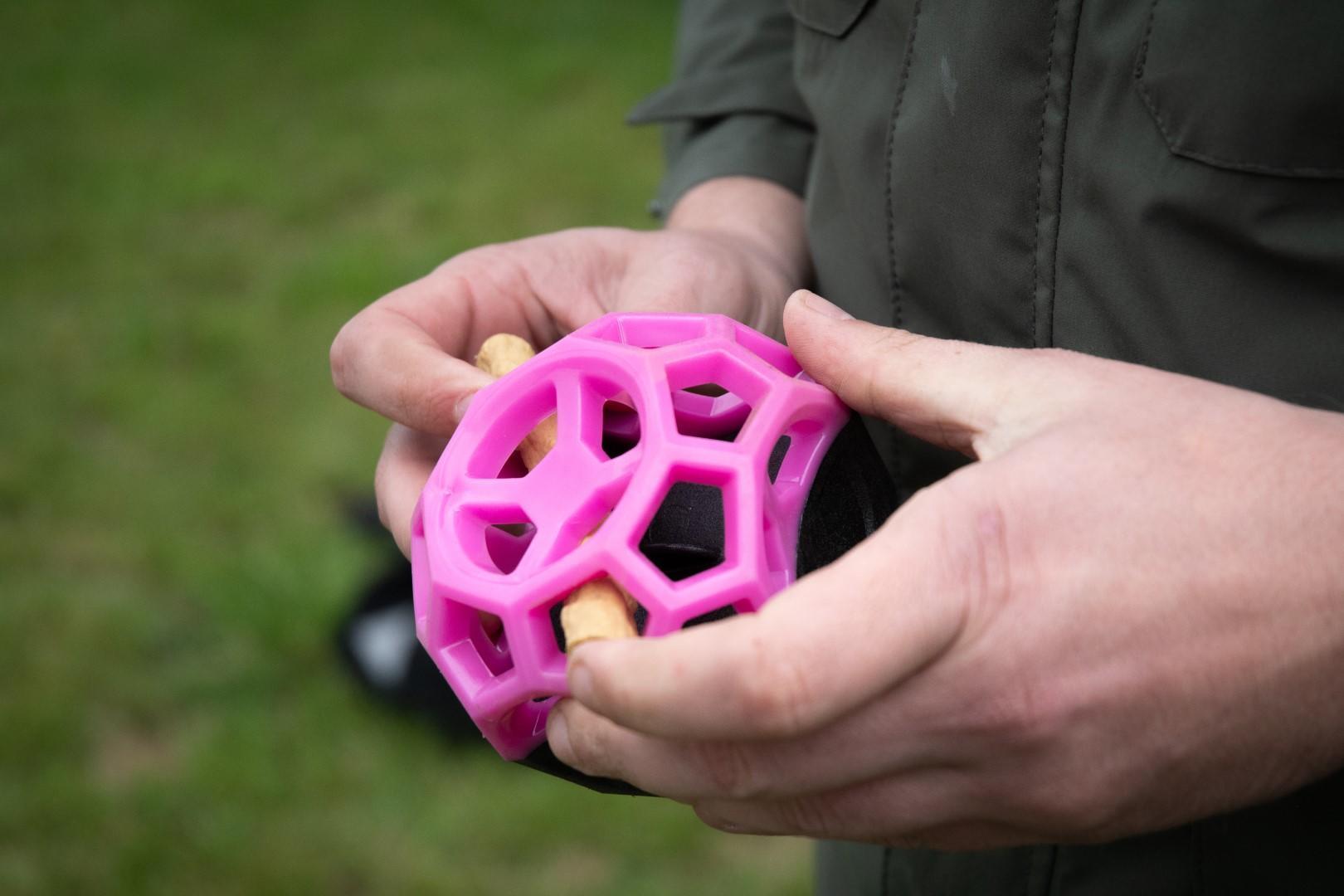 Moonstone reward wall fillable pink dice dog toy