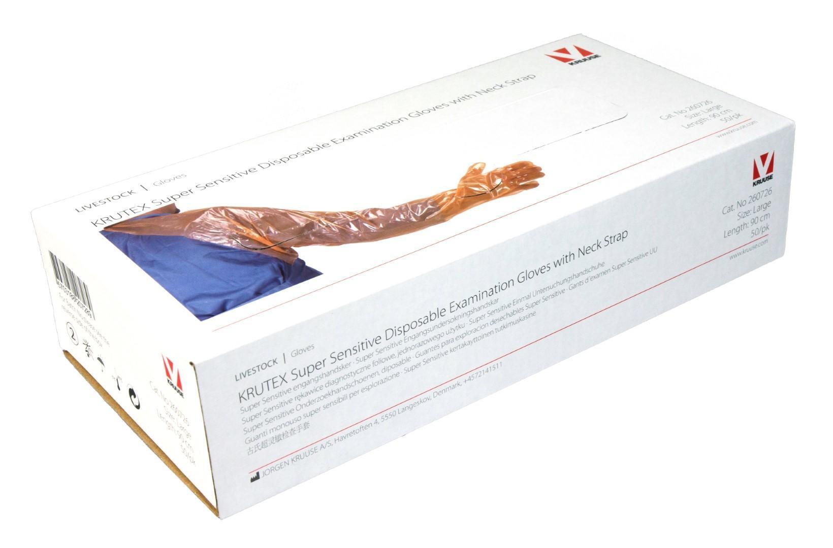 Disposable gloves orange for sheep, goats, alpacas, llamas, larger animals