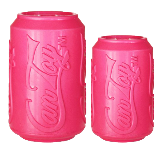 Toy in the shape of a soda can with a reward wallet pink big dog toy