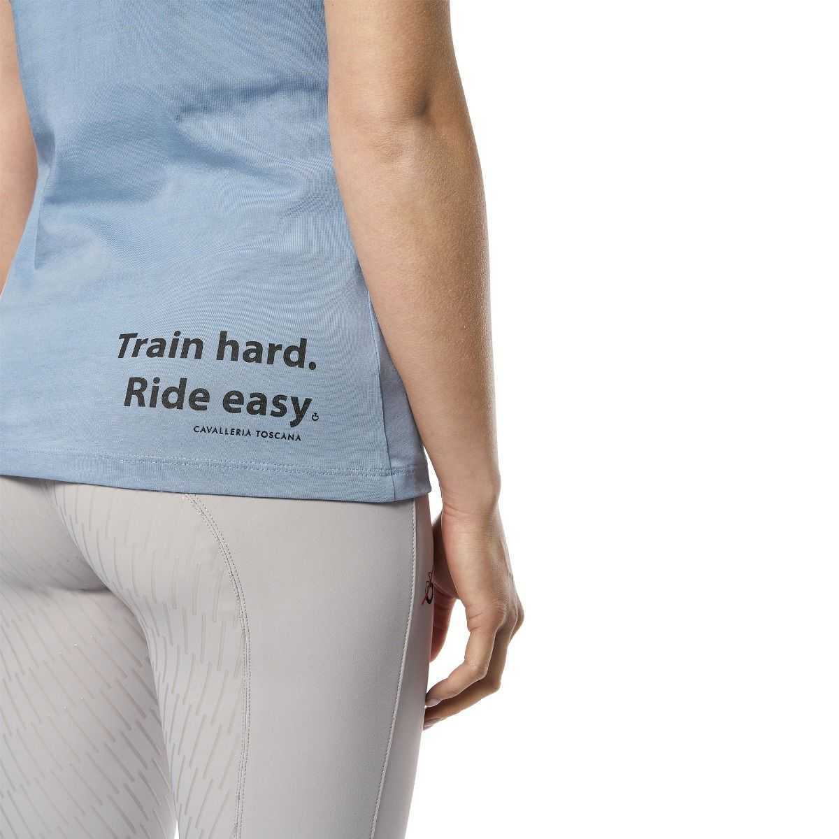 Women rider t-shirt train hard, ride easy writing