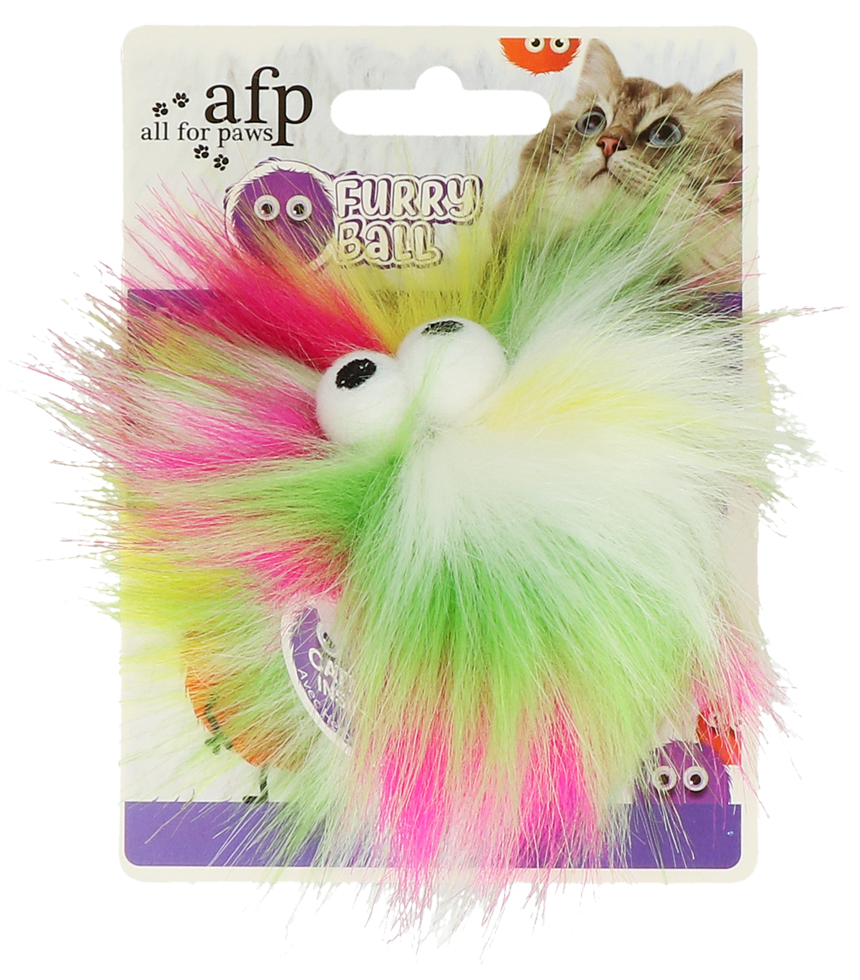 Furry fluffy ball filled with catnip yellow cat toy