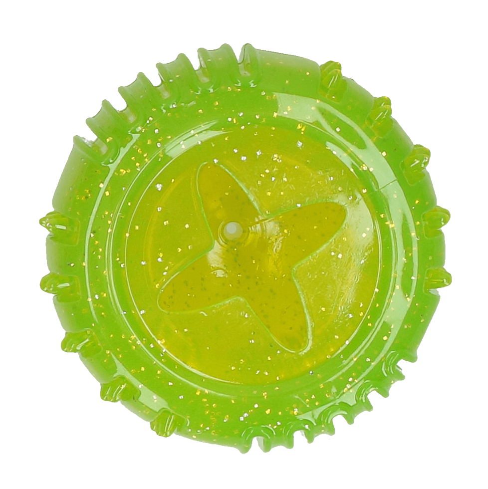 Comet shaped green coloured chew toy dog toy