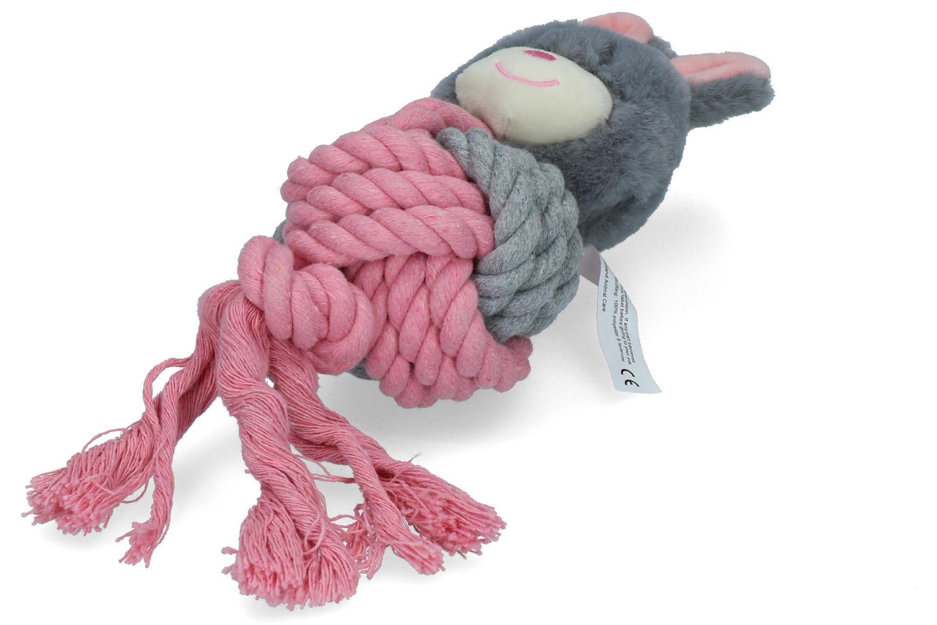 Crunchy bunny with rope dog toy