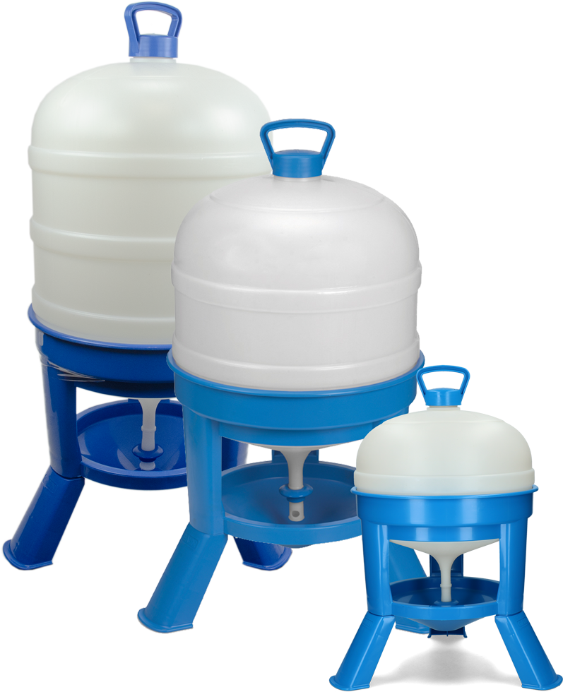 Poultry drinker with foot 40 l with blue siphon