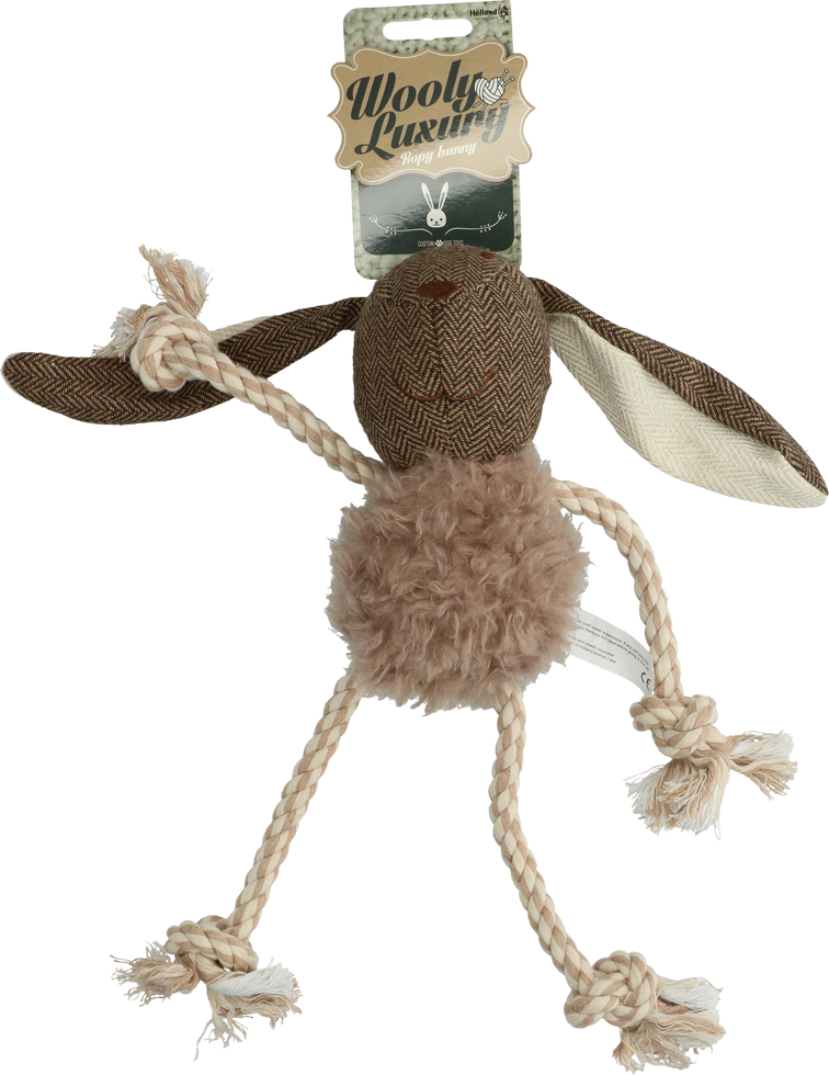 Bunny with rope dog toy plush
