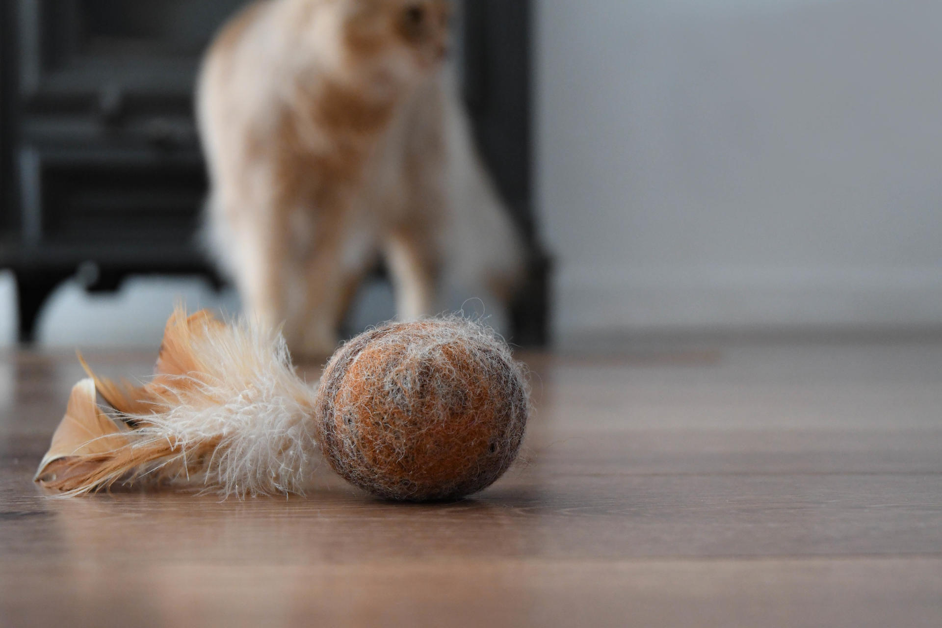 Woolly luxury feathered dream ball brown cat toy
