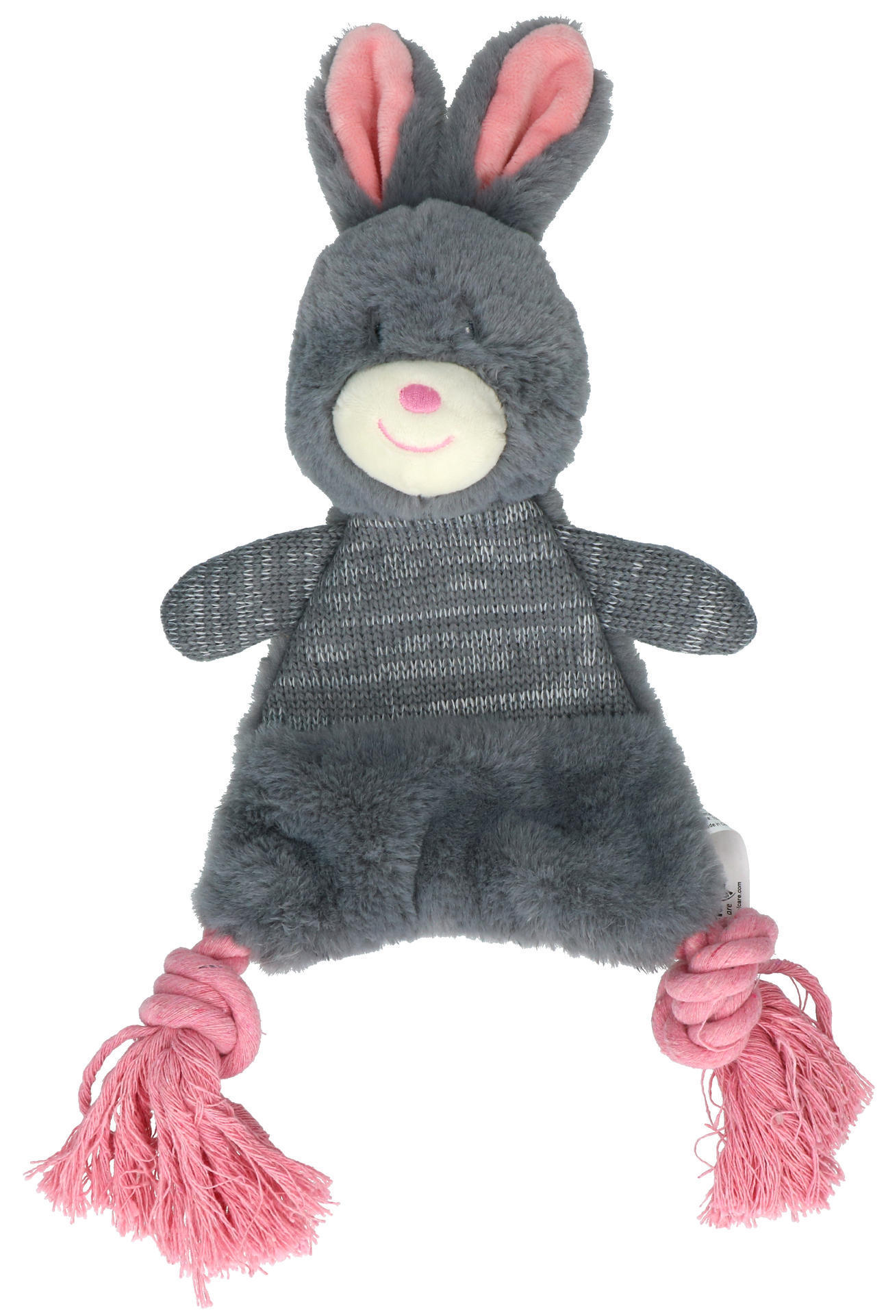 Crunchy bunny with rope dog toy