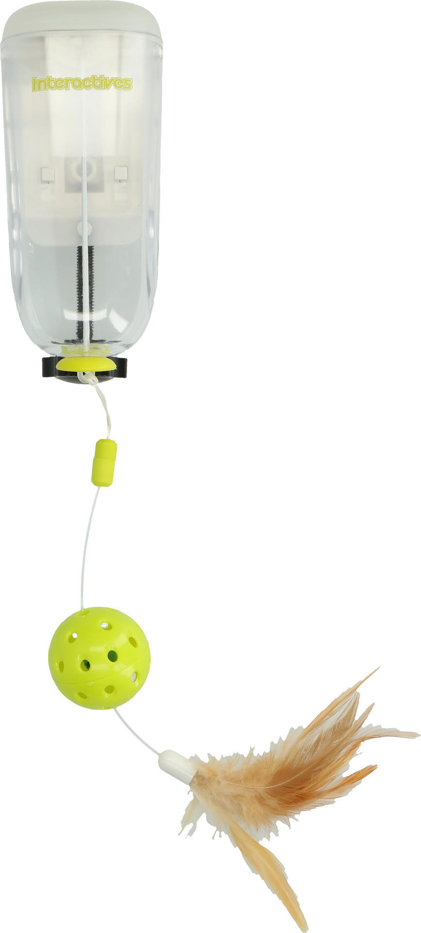 Interactive treatment feather feeder cat toy