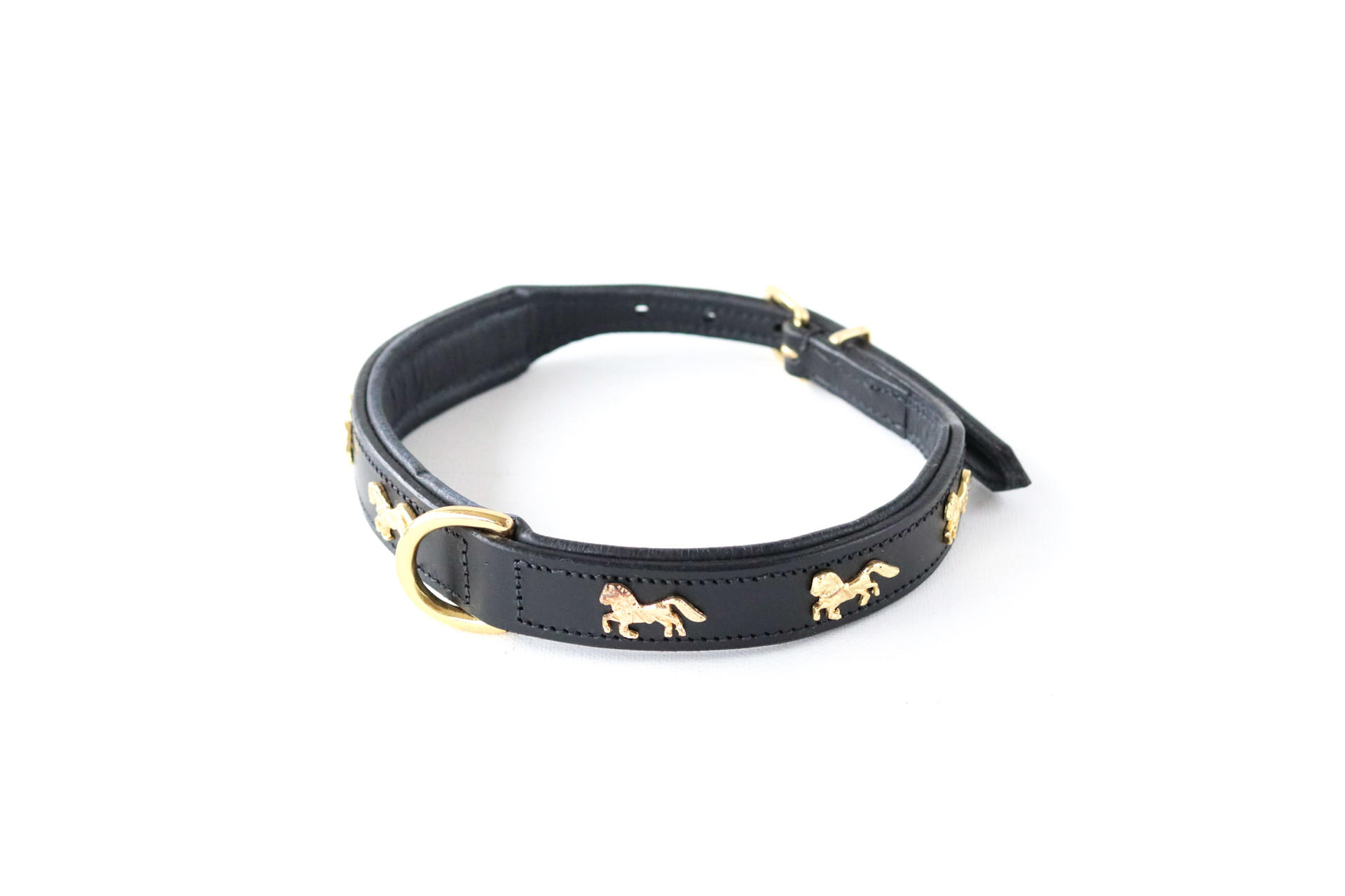 1110 dog collar with horse motif brown 40cm leather special collars
