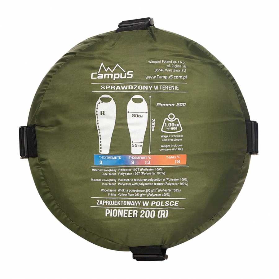 PIONEER 200 green left-handed sleeping bag