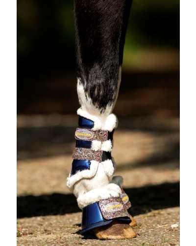 228A Show-time Gold Rush Glitter training  tendon protection  boots small size burgundy  2XS horse foot protection