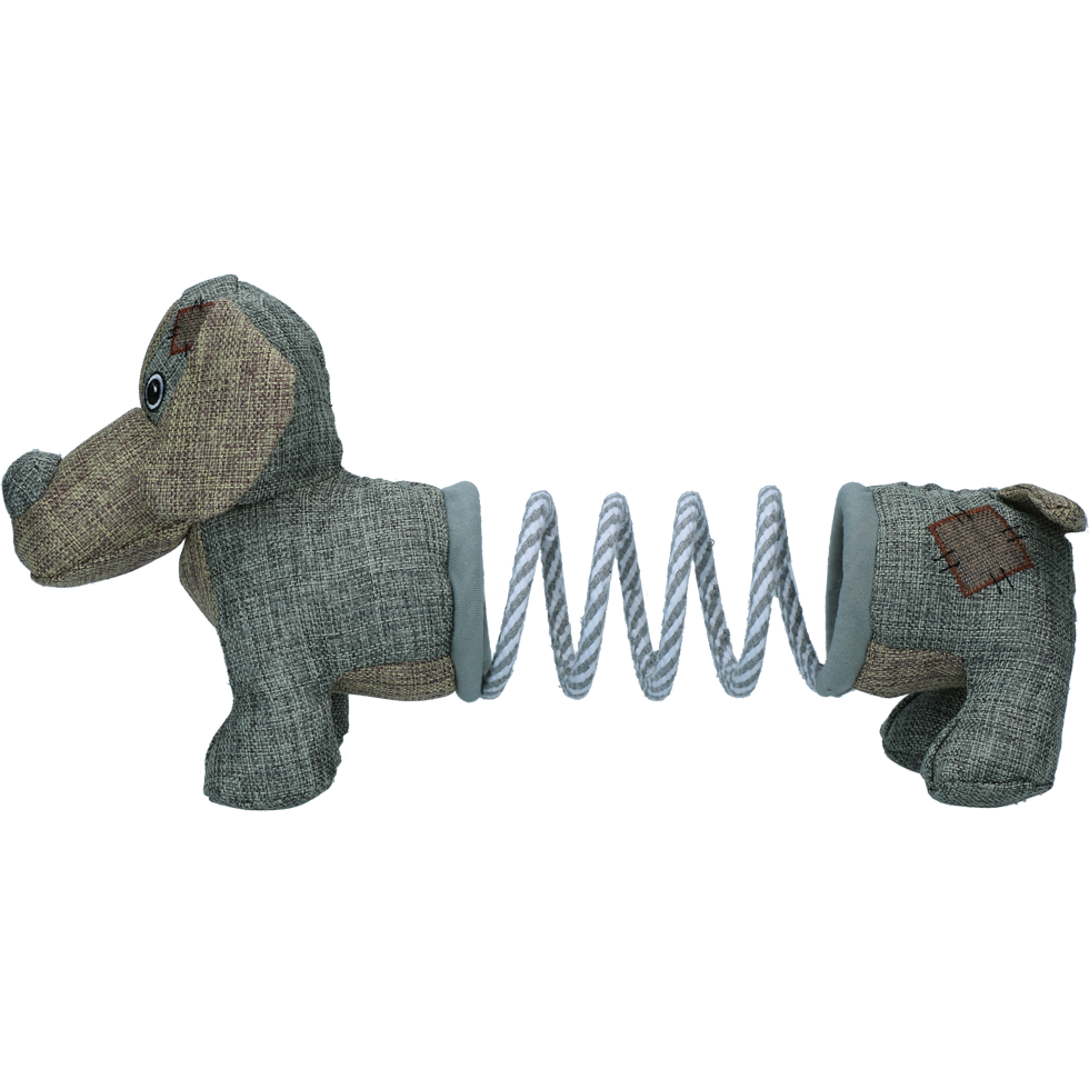 plush dog toy with foldable spring