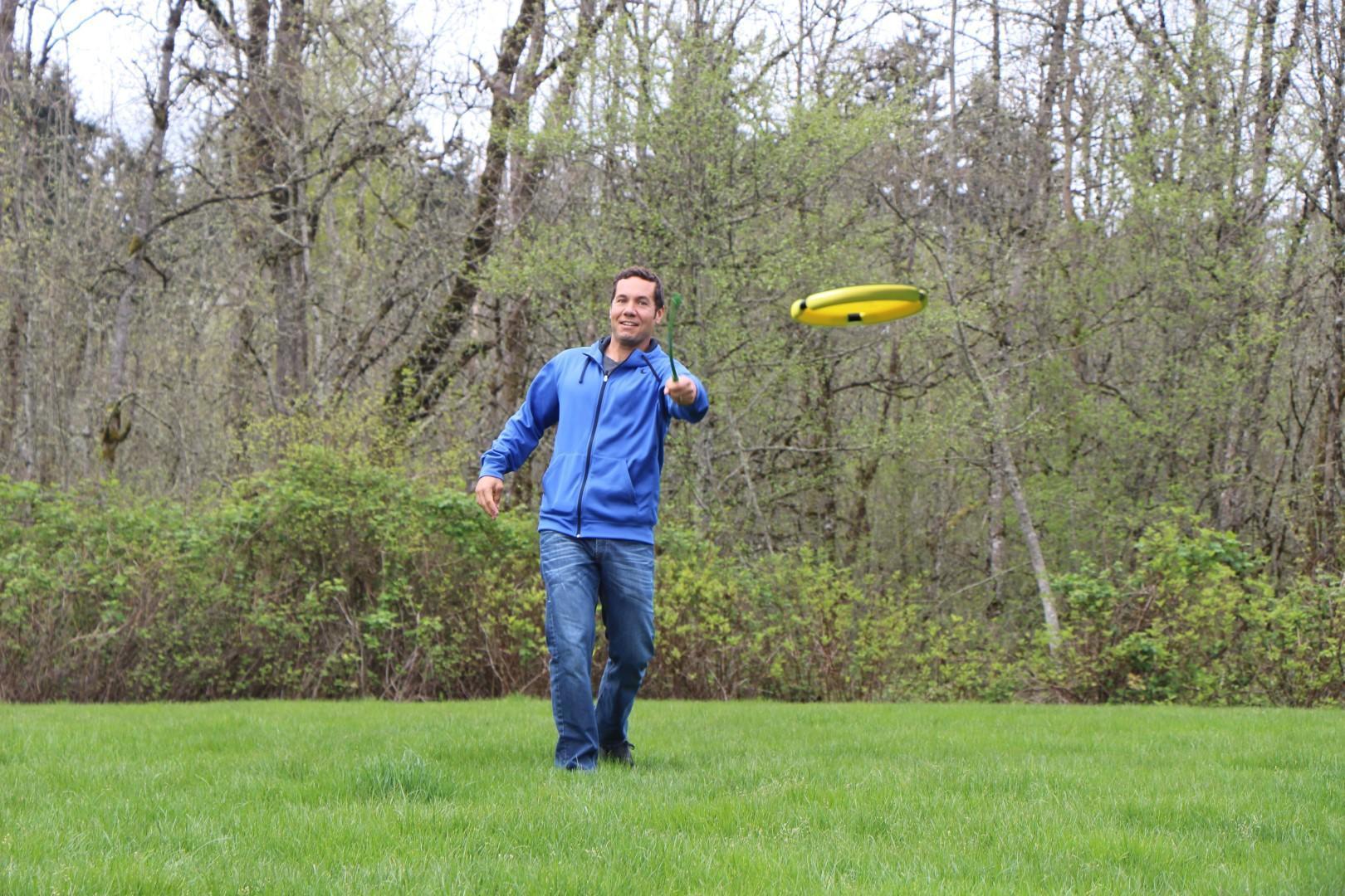 Yellow dog toy frisbee