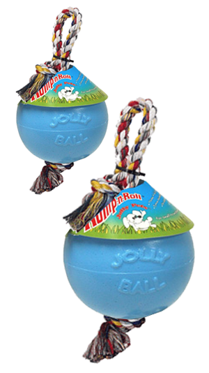Scented blue dog ball with rope