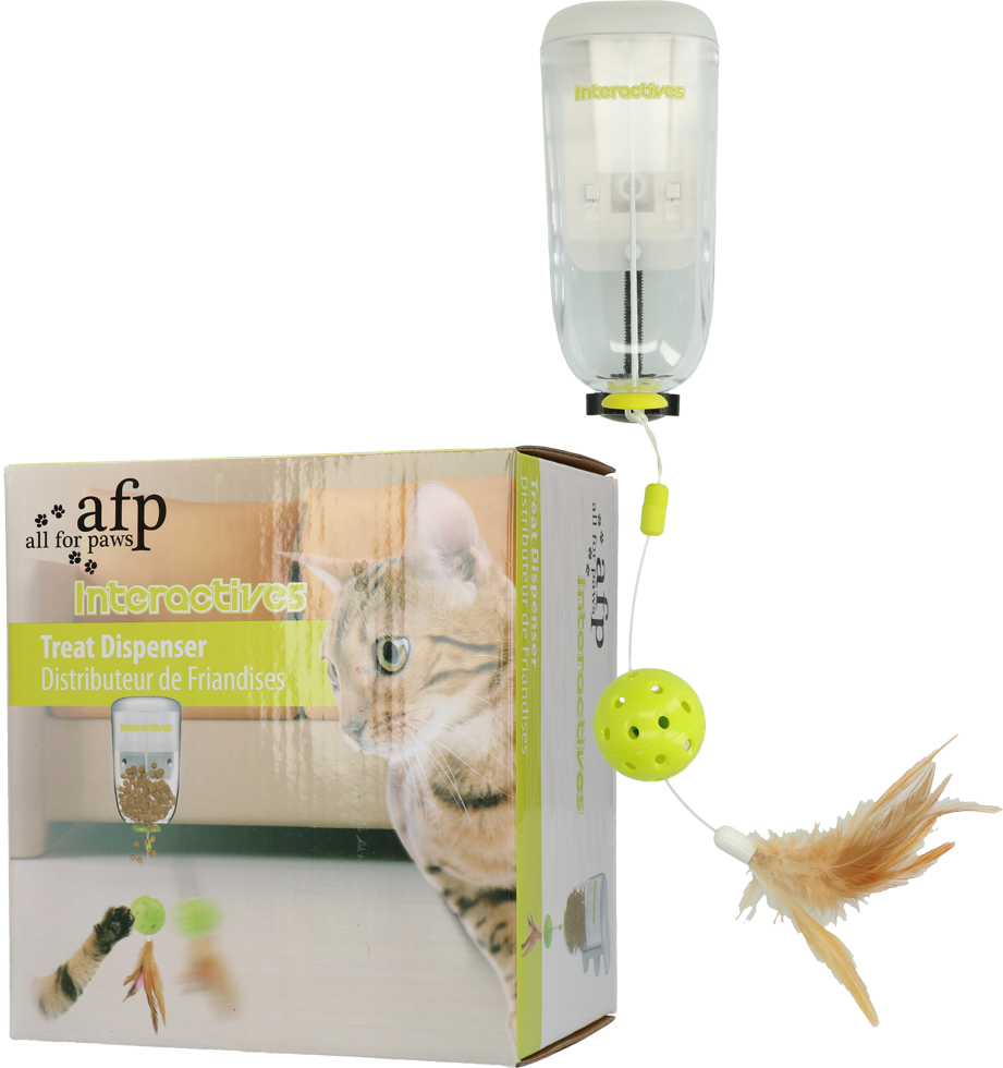 Interactive treatment feather feeder cat toy