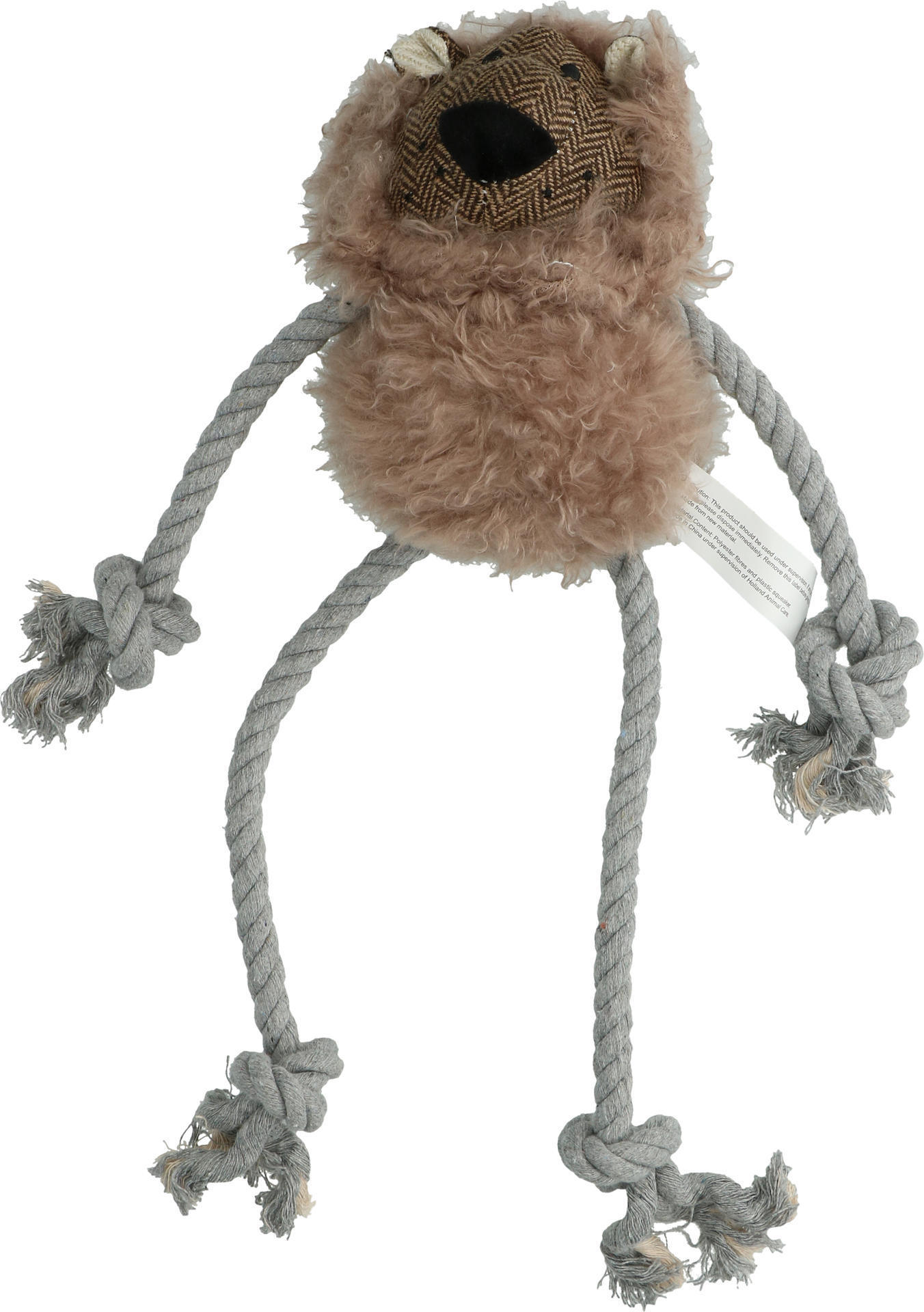 Lion with rope brown plush dog toy