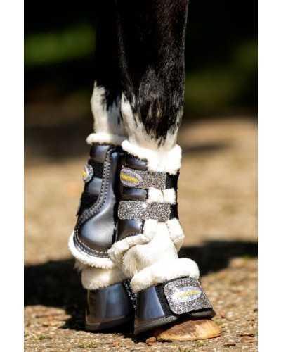 228A Show-time Gold Rush Glitter training  tendon protection  boots small size burgundy  2XS horse foot protection