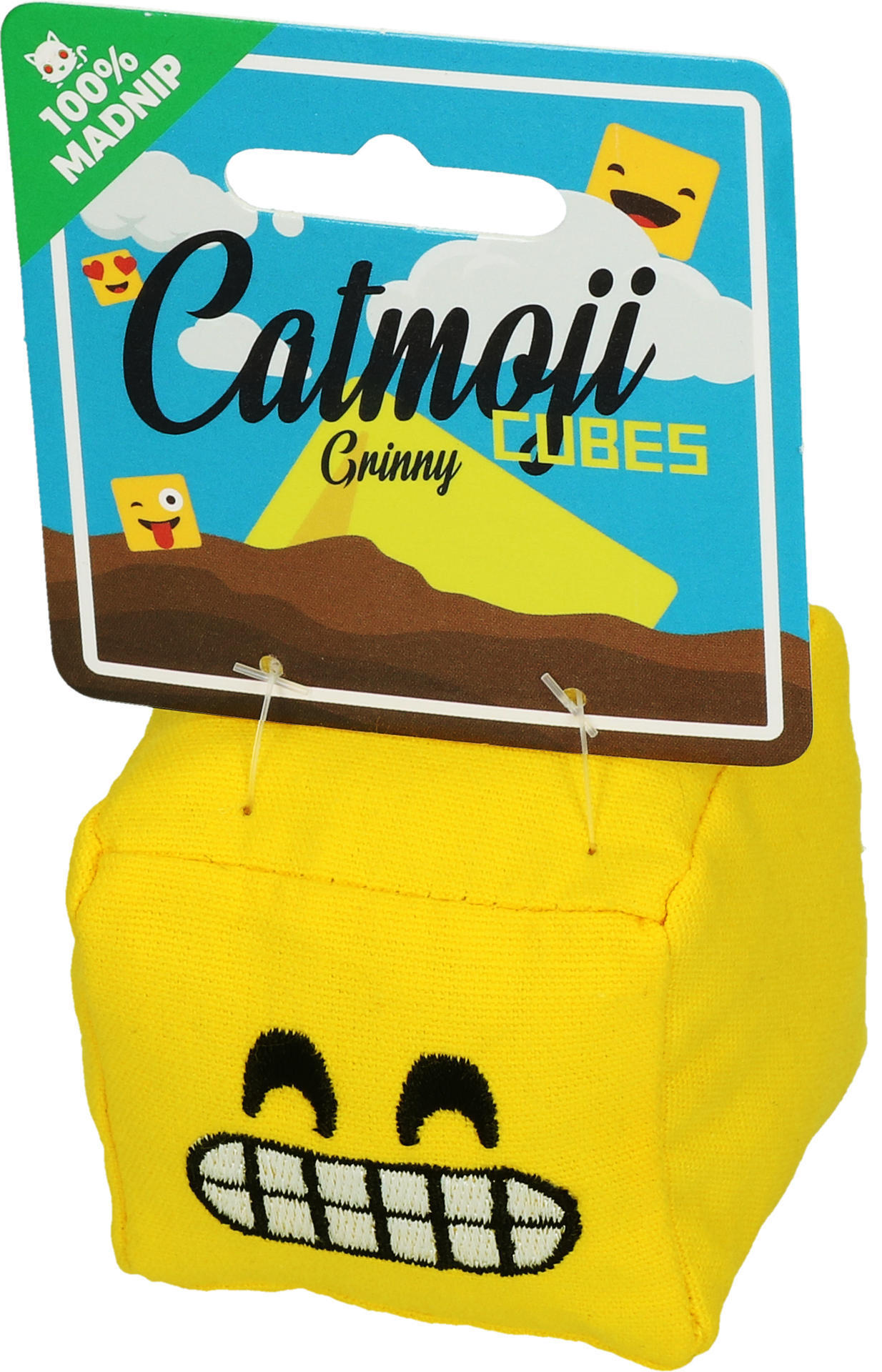 Emoji Cat Cube Grinny with cat root plush cat toy