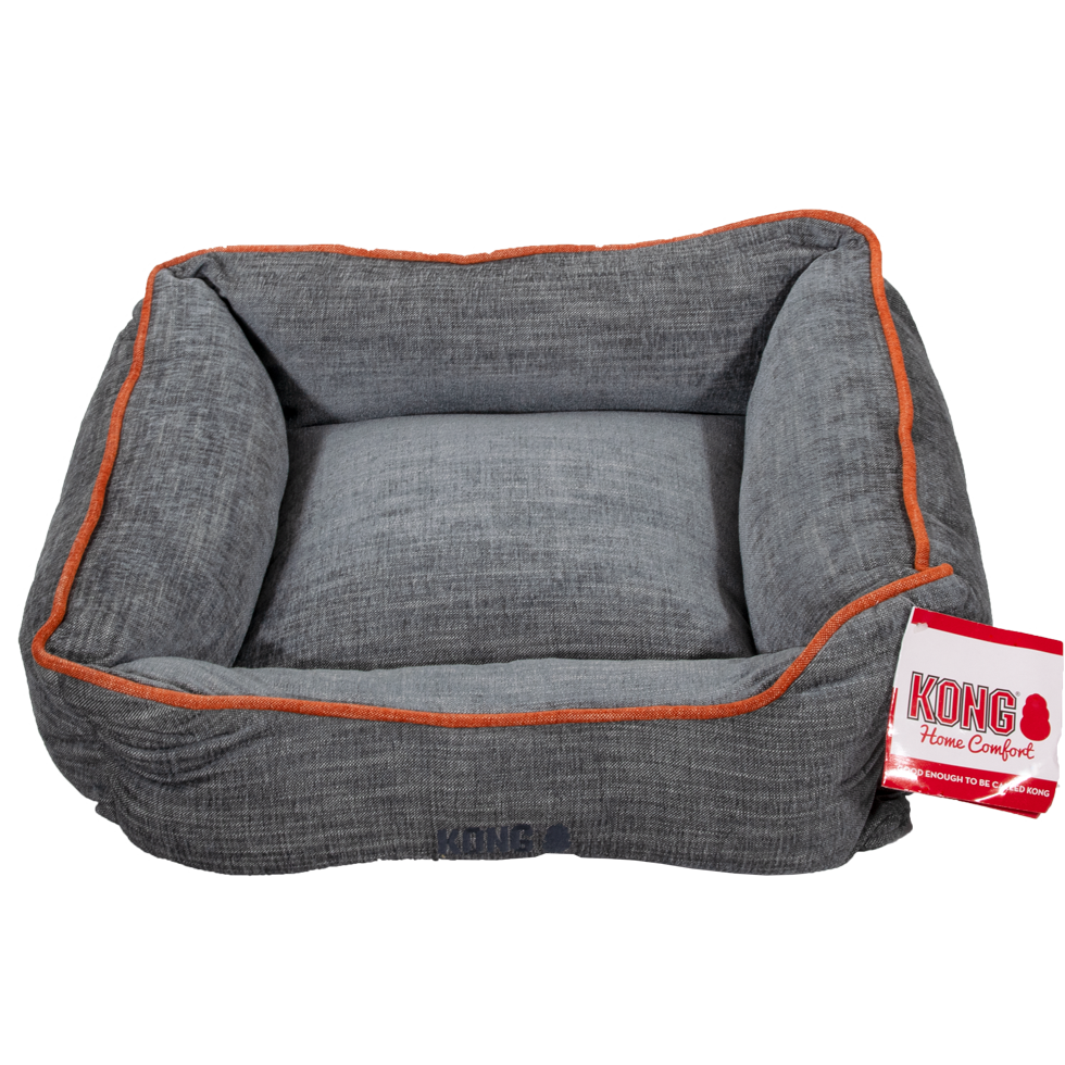 Dog bed small grey with orange edge