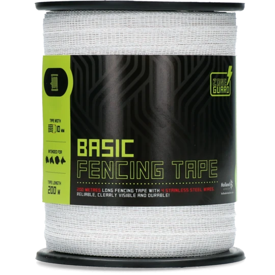 Basic fence tape 200 m white 10 mm for livestock electric fence