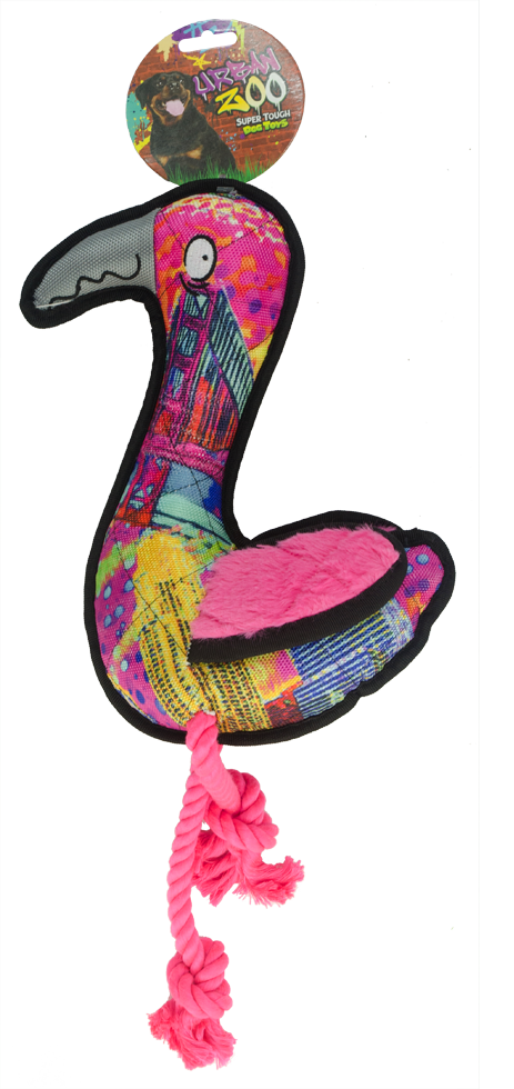 Super sturdy jumbo flamingo dog toy made of material