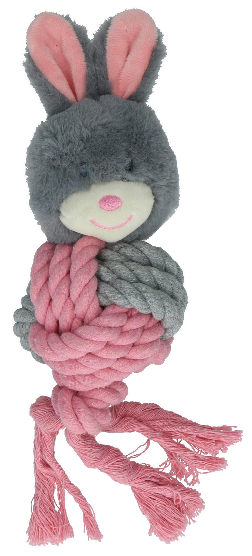 Crunchy bunny with rope dog toy