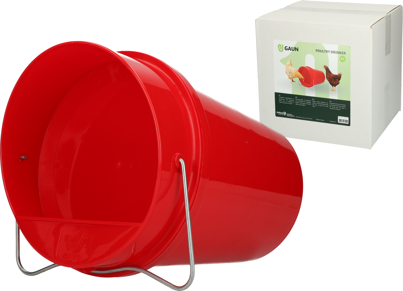 Poultry drinking plastic drinking spoon 6 l red