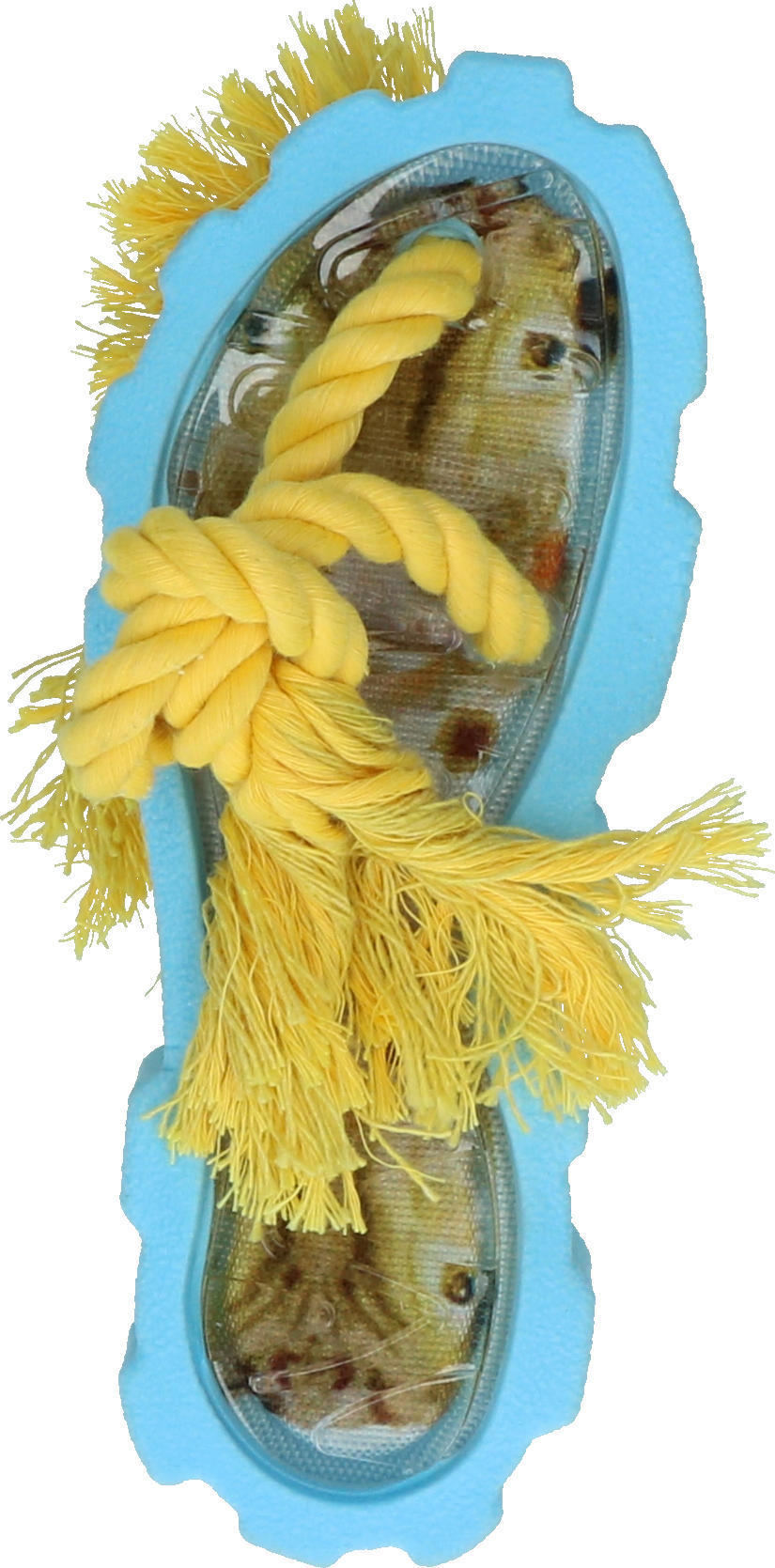 Dog chew toy blue shoes with yellow rope dog toy