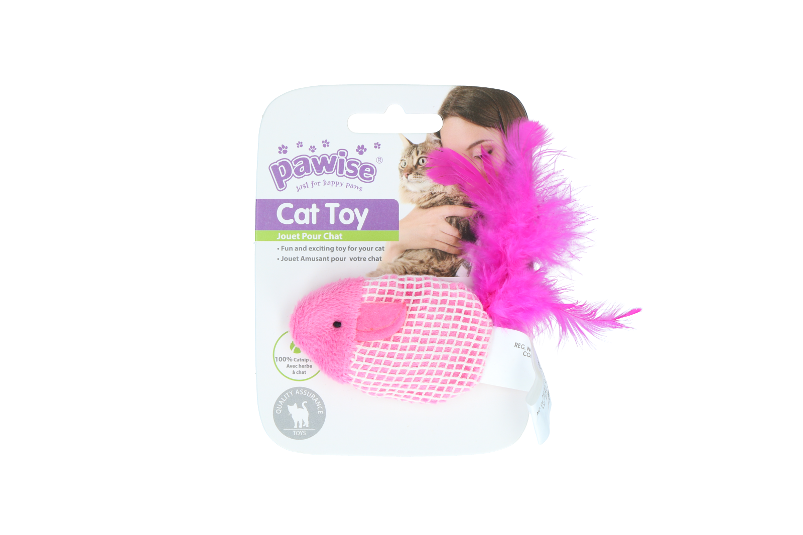 Fish with feather cat toy stuffed with catnip