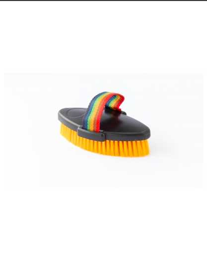 1696 Body brush with invisible hair rainbow orange 3 pcs Horse care
