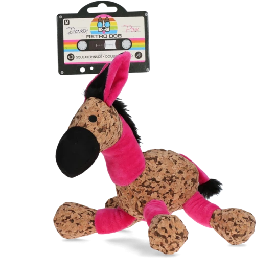 Retro donkey pink M dog toy