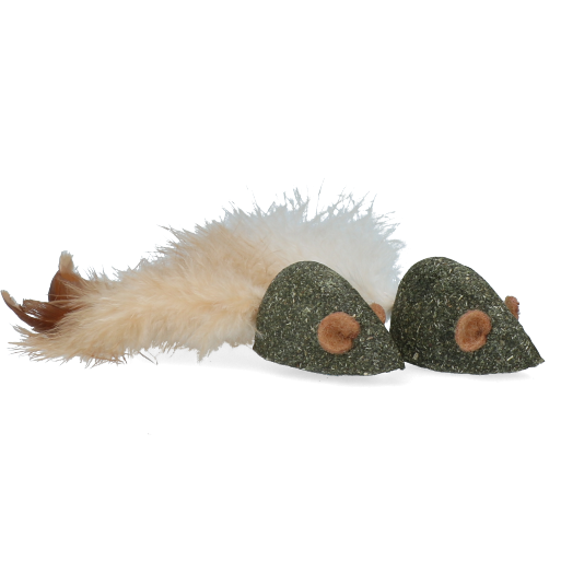Hanging mice with feathers cat toy