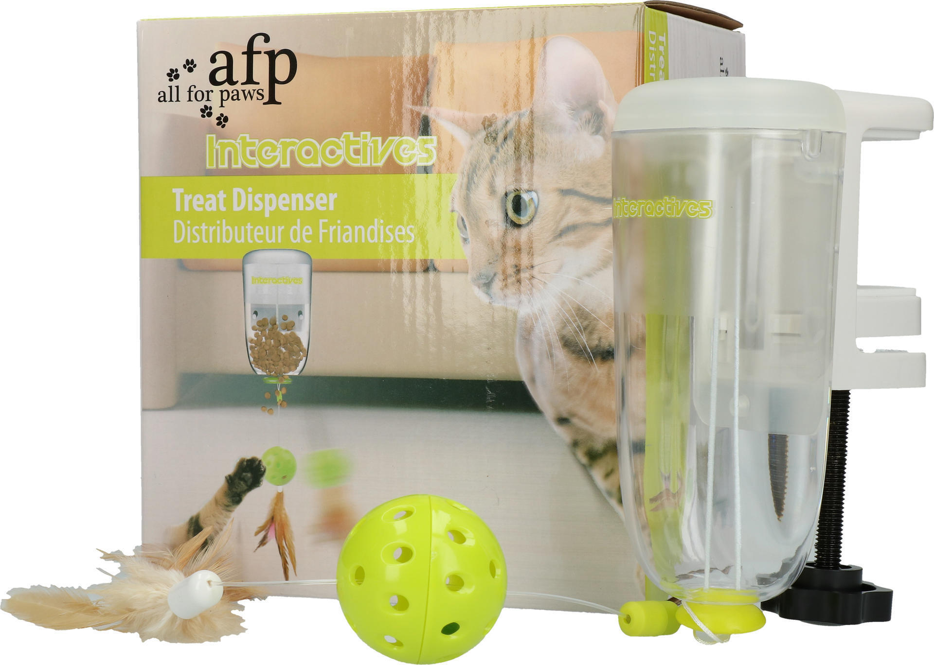 Interactive treatment feather feeder cat toy