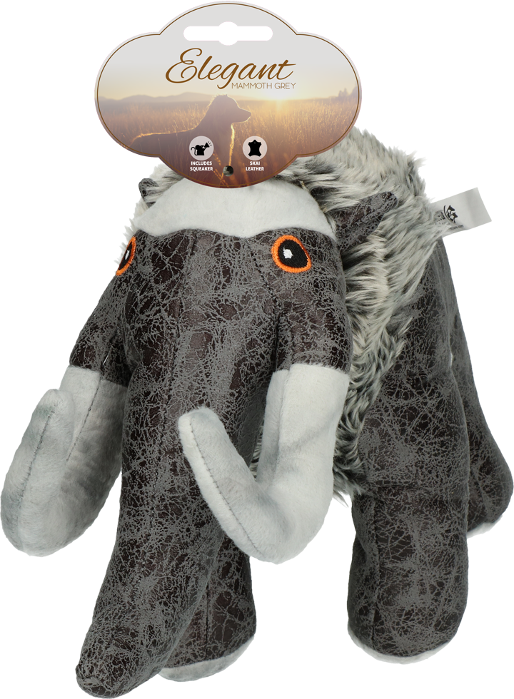 grey mammoth soft dog toy