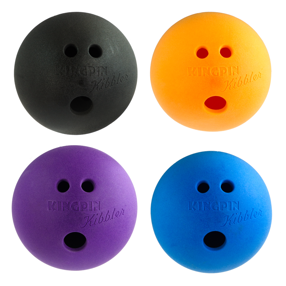 Kingpin Kibbler ball with reward wall black 15cm dog toy