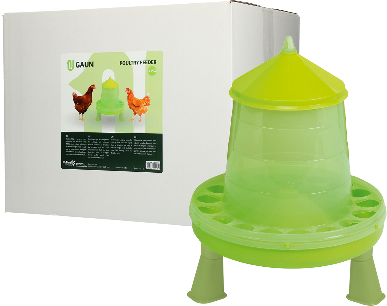 Poultry feed feeder with 4 kg legs