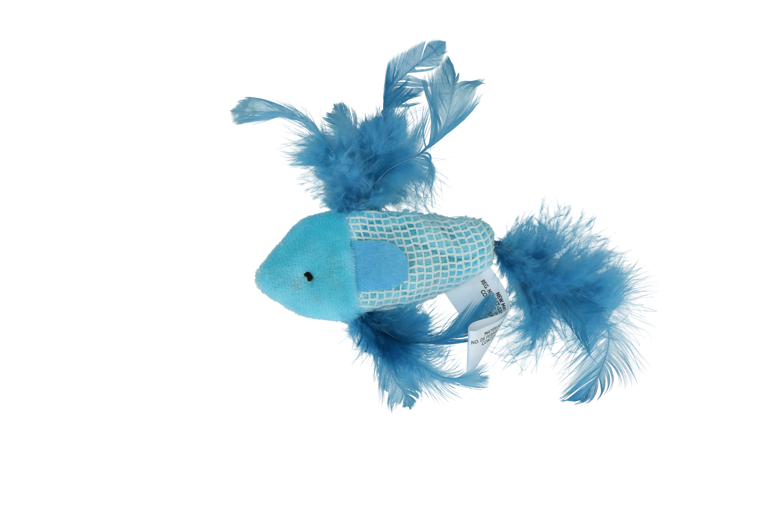 Fish with feather cat toy stuffed with catnip