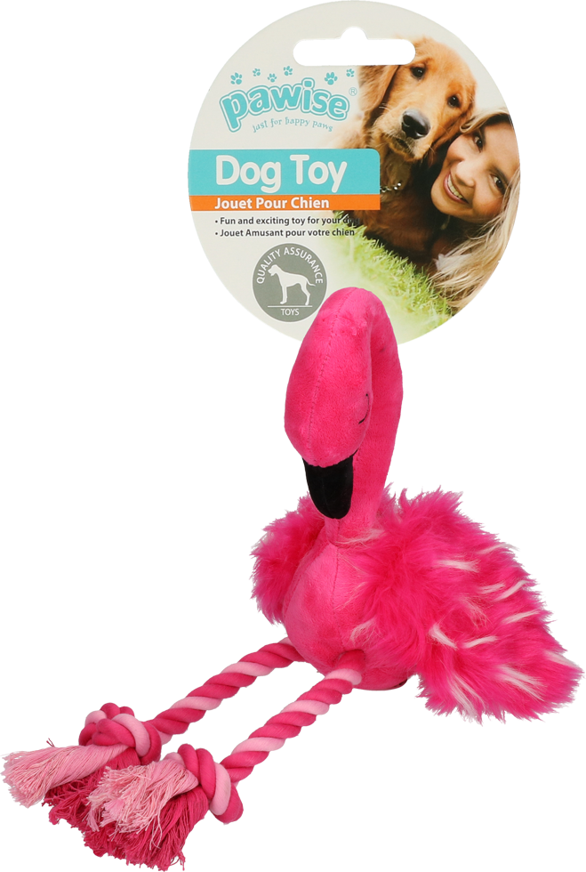 Flamingo toy with rope legs S plush dog toy