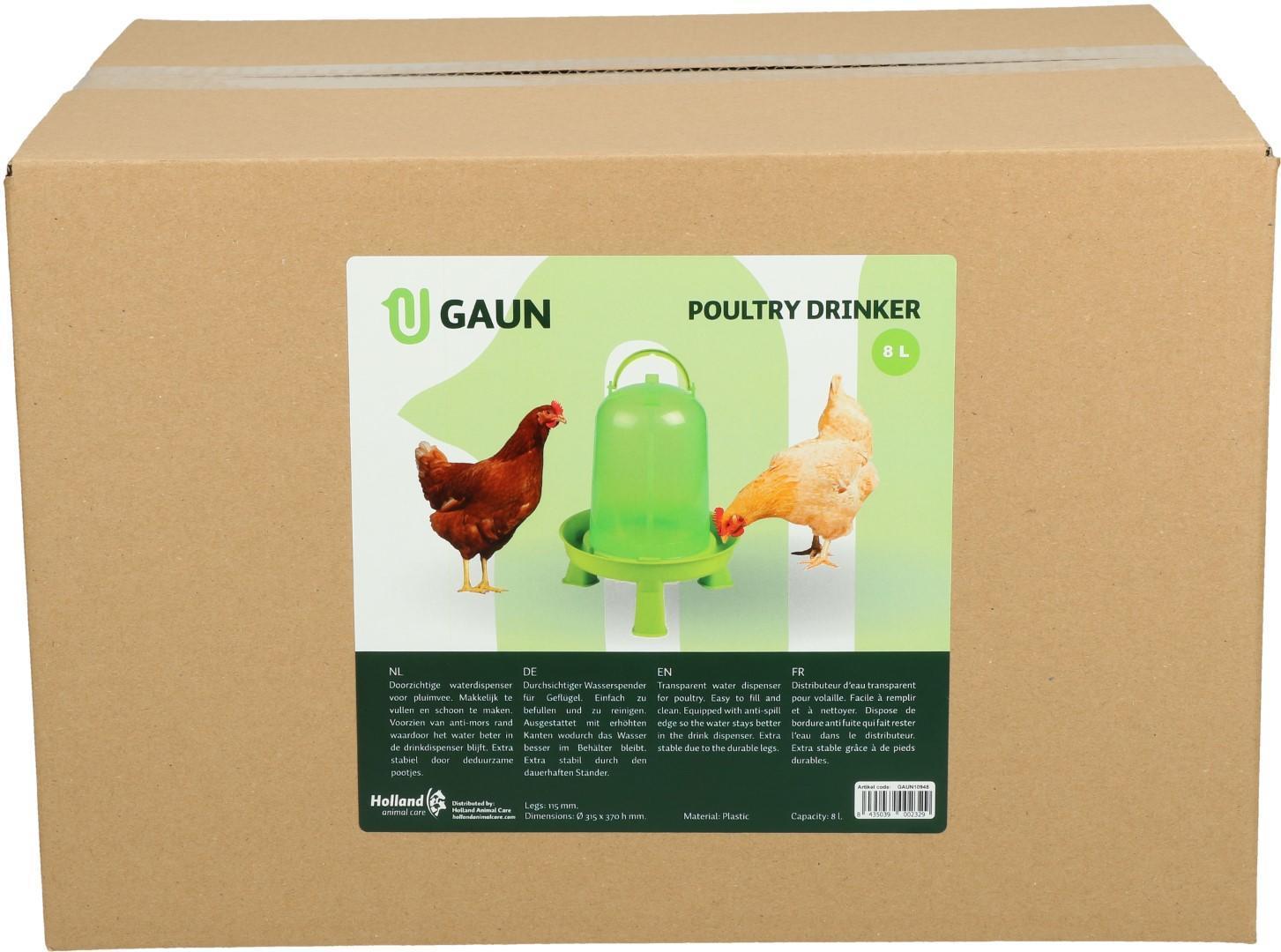 Poultry drinker with feet 8 l green lemon